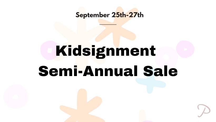 Event Banner for the Kidsignment Semi-Annual Sale